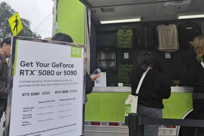 Nvidia sells RTX GPUs that are hard to find from a food truck’